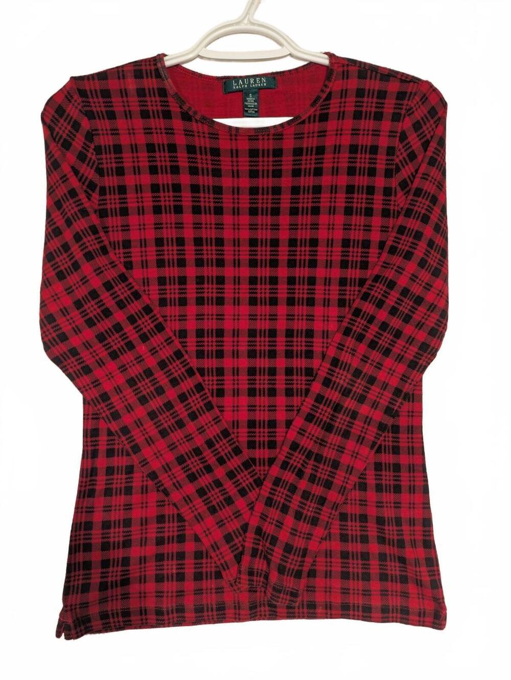 Lauren Ralph Lauren Classic Pullover Red Gingham Cotton Sweater Size Small